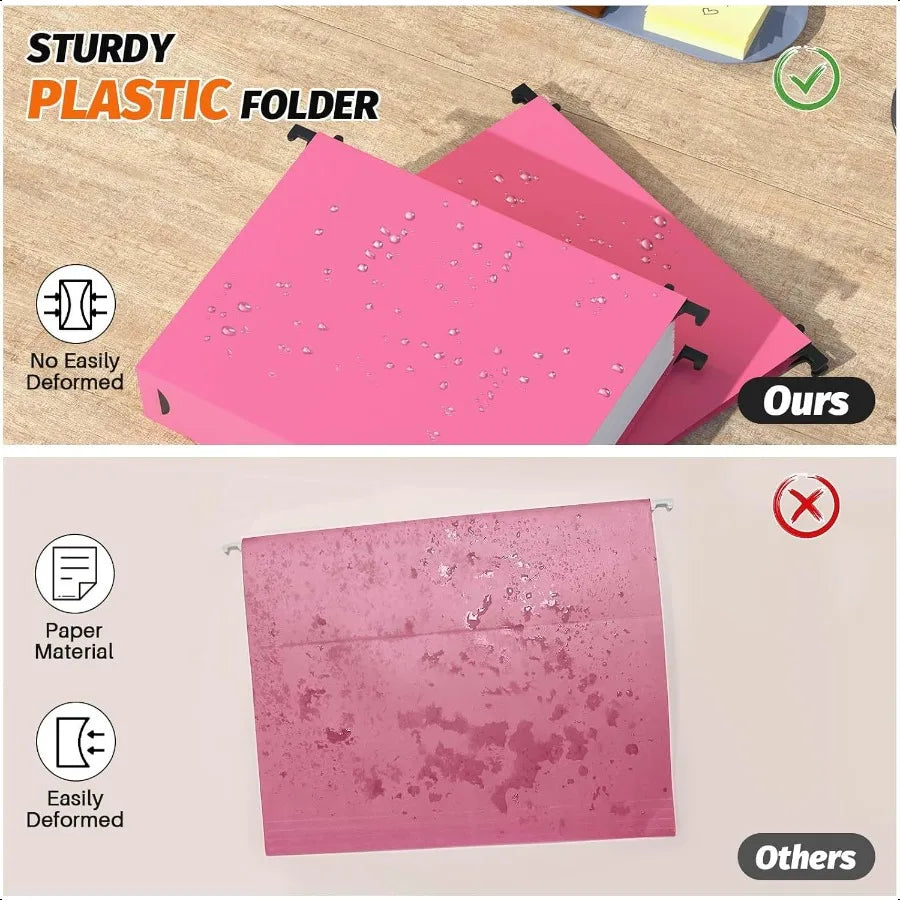 Extra Capacity Hanging File Folders – 12 Pack Heavy-Duty Plastic, Letter Size with Reinforced 2" Expansion for Filing Cabinets
