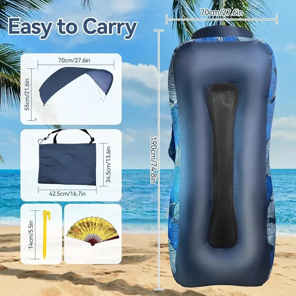 GEERTOP Portable Inflatable Canopy Air Lounger – Waterproof Air Sofa with Sun-Shade Cover for Camping, Beach, Backyard