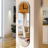 Large Wall Clock with Arched Mirror Edge – Modern Luxury Living Room & Hallway Decorative Clock (90×50 cm / 100×32 cm)