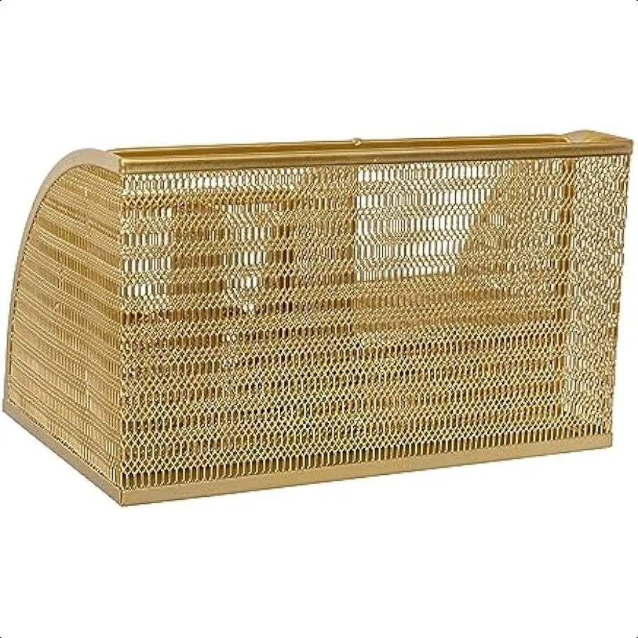 Gold Mesh Metal Desktop Organizer with Drawer – Small File & Office Accessory Holder