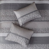 6-Piece Reversible Jacquard Quilt Set with Throw Pillows – Grey & Taupe King/Cal King | Elegant Reversible Bedding Set for Modern Bedrooms