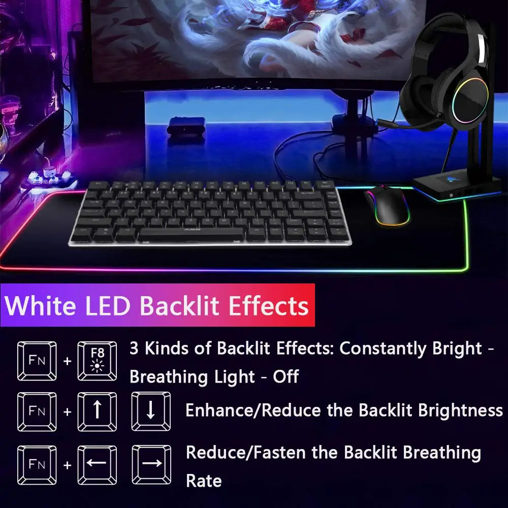 RGB Mechanical Keyboard with Brown Switches & Ultralight Honeycomb Gaming Mouse 3-in-1 Wired Set