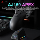 AJ159 Apex Wireless Gaming Mouse – 58g Lightweight, 42,000 DPI PAW3950/3395 Sensor, Tri-Mode Bluetooth/2.4G/Wired