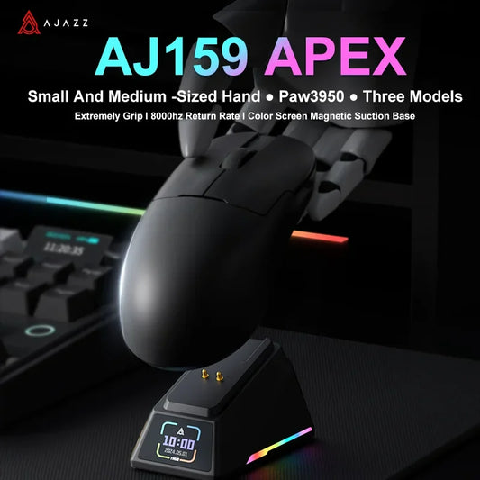 Ajazz AJ159 Apex Pro Wireless Gaming Mouse – Lightweight Gamer Mouse with RGB Magnetic Charging Base for PC & Laptop