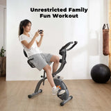 Folding Exercise Bike with LCD Monitor & Arm Bands for Home Workout