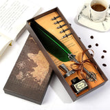 ✒️ Retro Vintage Calligraphy Feather Dip Pen Set – Quill Fountain Pen with Ink for Writing, Crafts & Gifts