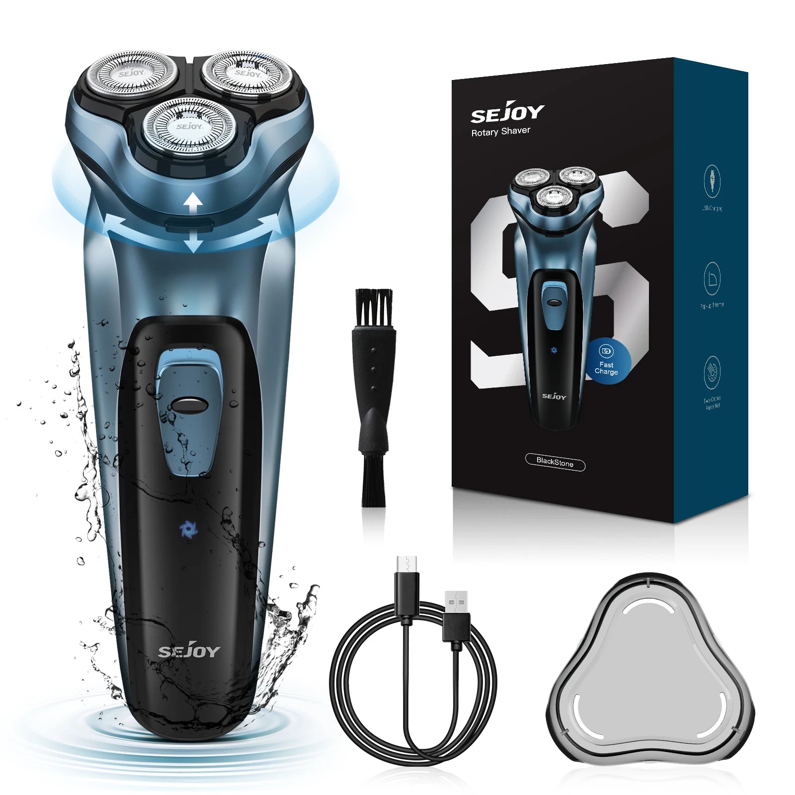 Sejoy Electric Razor – USB‑C Rechargeable Rotary Shaver with 3D Floating Heads & Pop‑Up Trimmer for Travel 🧳🪒