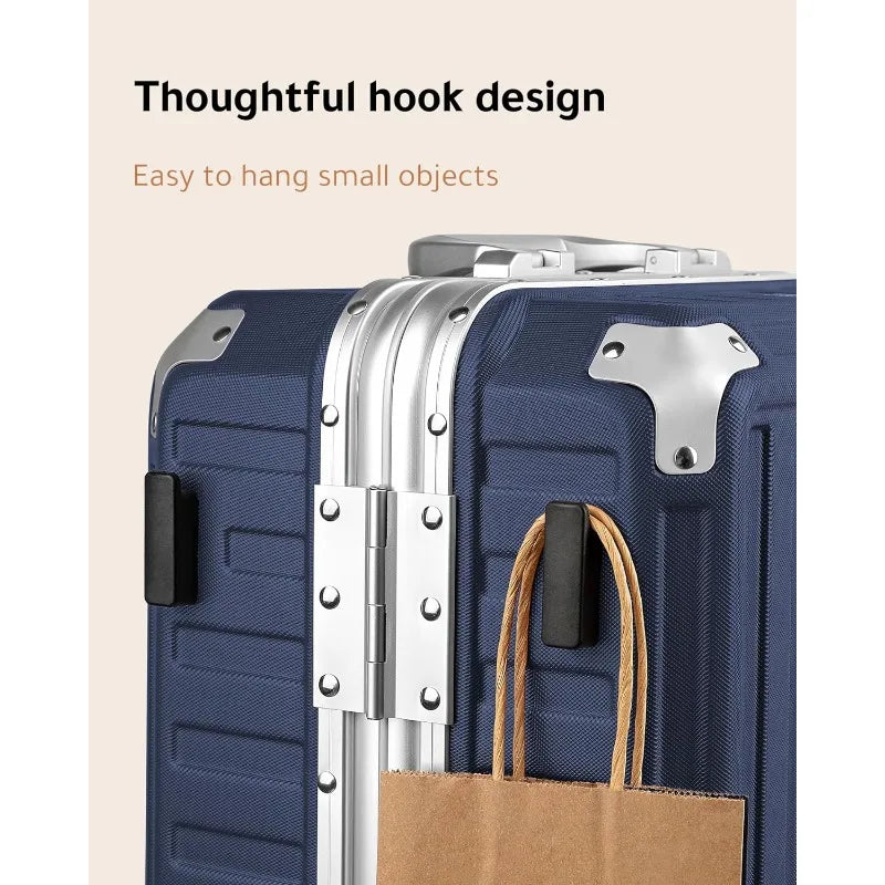 LUGGEX Aluminum Frame Carry-On Suitcase – Zipperless Polycarbonate Hard Shell Luggage with 4 Smooth Wheels