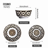 QOMO Collection Multi-Piece Porcelain Dinnerware Set – Floral Design, Service for 4/6/8 (12-/20-/30-/40-Pieces)
