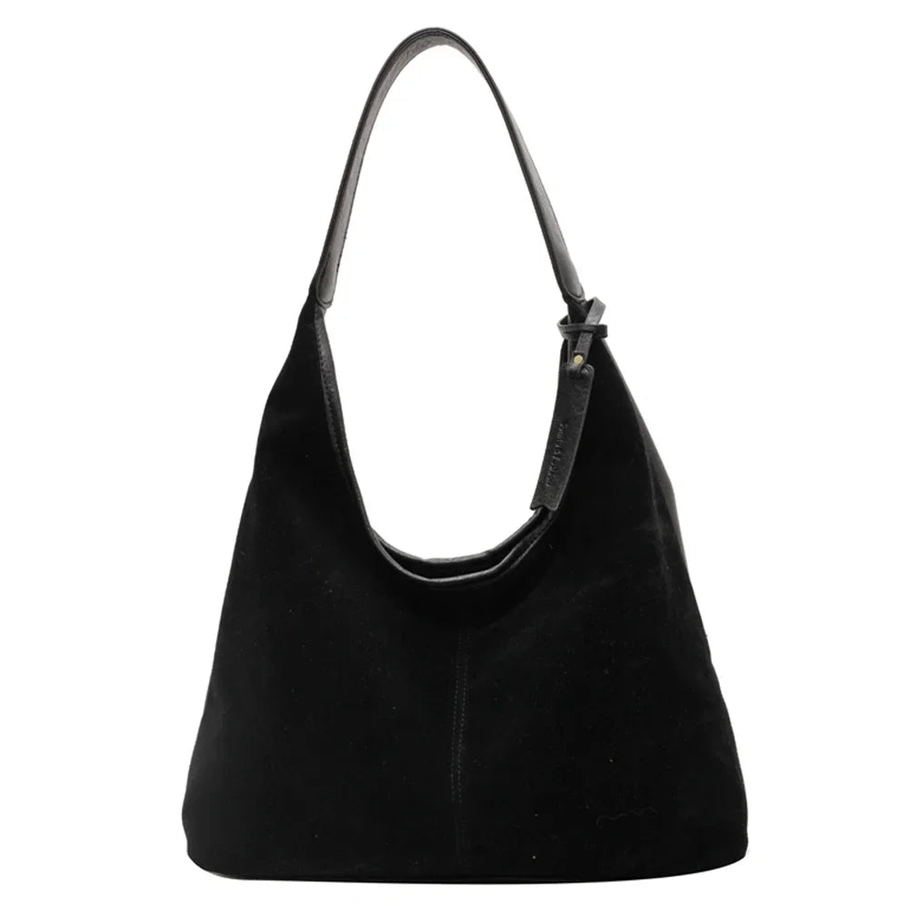 Women’s Suede Hobo Bag – Magnetic Closure Large-Capacity Tote for Work & Travel
