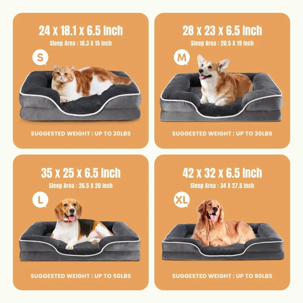 Supportive Orthopedic Dog Bed Memory Foam Waterproof Non-Slip RemovablSupportive Orthopedic Dog Bed – Memory Foam Sofa with Waterproof & Washable Covere Washable Cover Medium Dogs Comfortable Pet Sofa