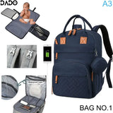 Diaper Bag Backpack – Large Waterproof Baby Travel Tote with Changing Station, Pad & Stroller Straps | Multifunction Bag for Moms & Dads