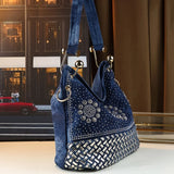 Large Capacity Woven Diamond-Embellished Tote Bag – Personalized Gradient Handbag for Women
