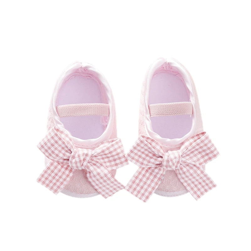 Baby Girl Slip-On Shoes – Cute Bow Detail with Flexible Soft Sole & Secure Elastic Band for Indoor & Outdoor Use