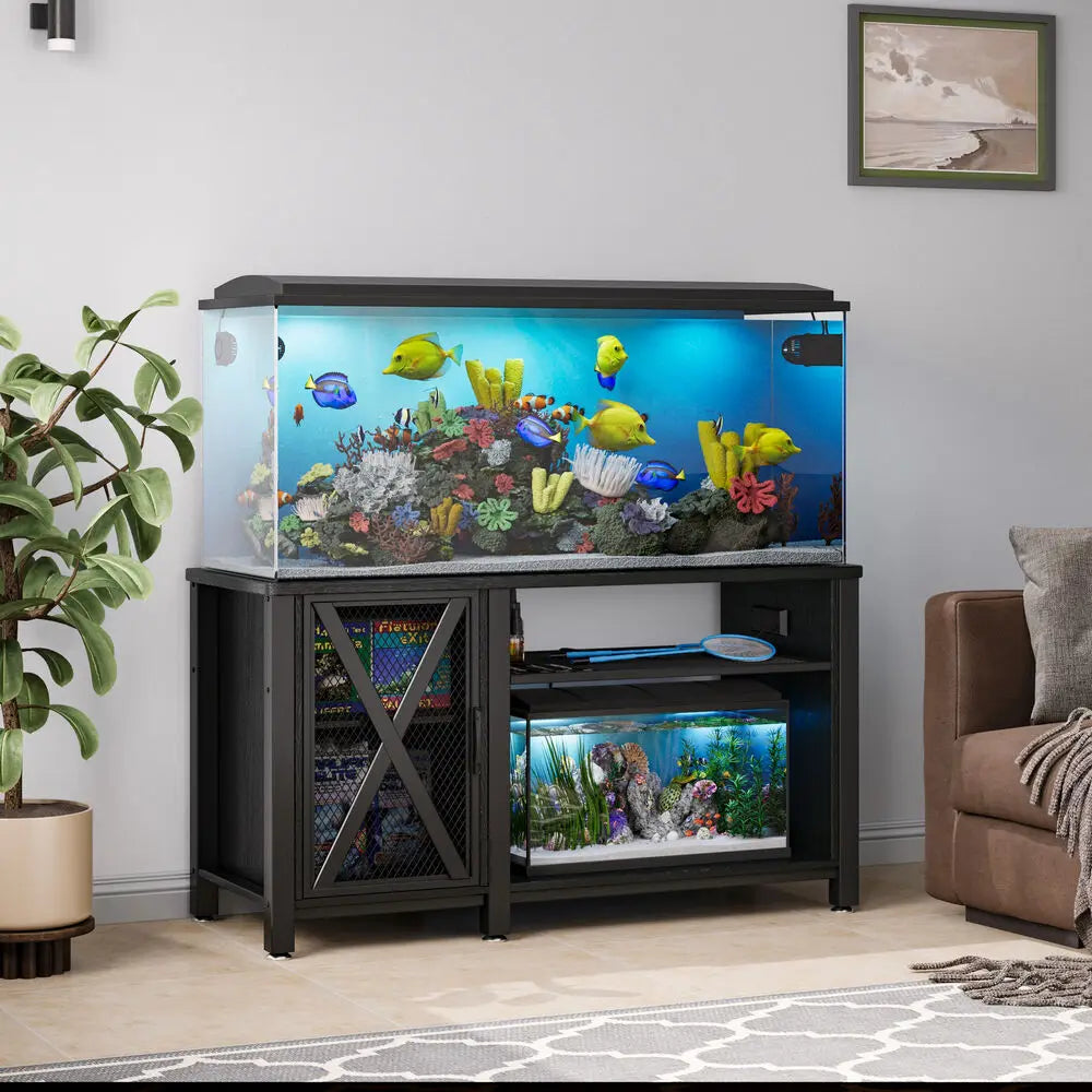 55–75 Gallon Fish Tank Stand – Heavy Duty Aquarium Cabinet with Storage & Built-In Power Outlets
