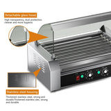 Commercial 18-Hot Dog Roller Grill – 7 Non-Stick Rollers, Dual Zone Control, 900 W, PFOA & PFAS Free