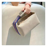 Women’s Large-Capacity Canvas Shoulder Bag – Soft-Texture Colour-Block Tote for Travel & Daily