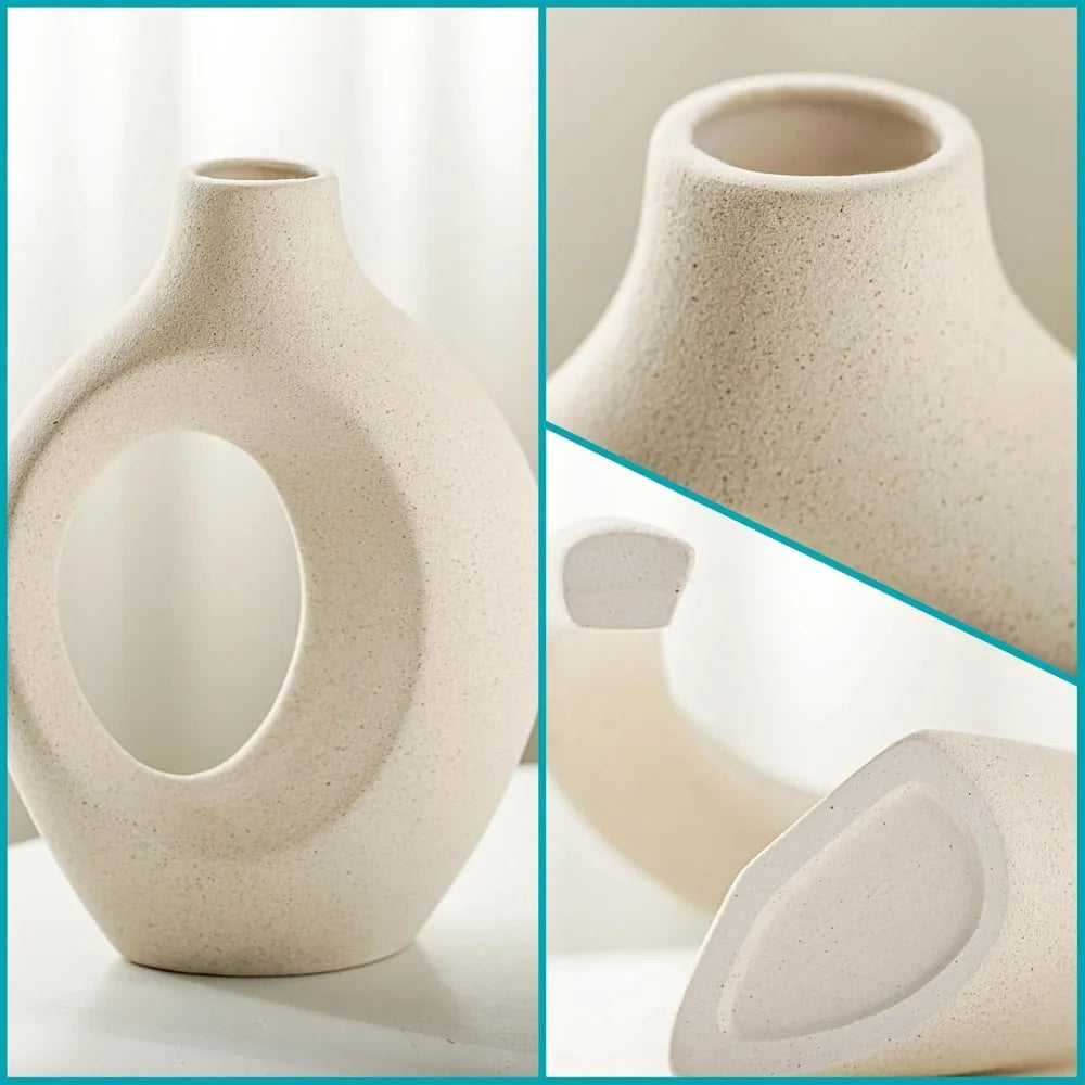 Hollow Ceramic Vase – Nordic Modern Bohemian Decorative Aesthetic Vase for Stylish Home Décor