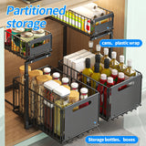Upgraded Pull-Out Kitchen Cabinet Organizer – Guide Rail Design, Smooth Sliding Storage Rack for Home & Pantry