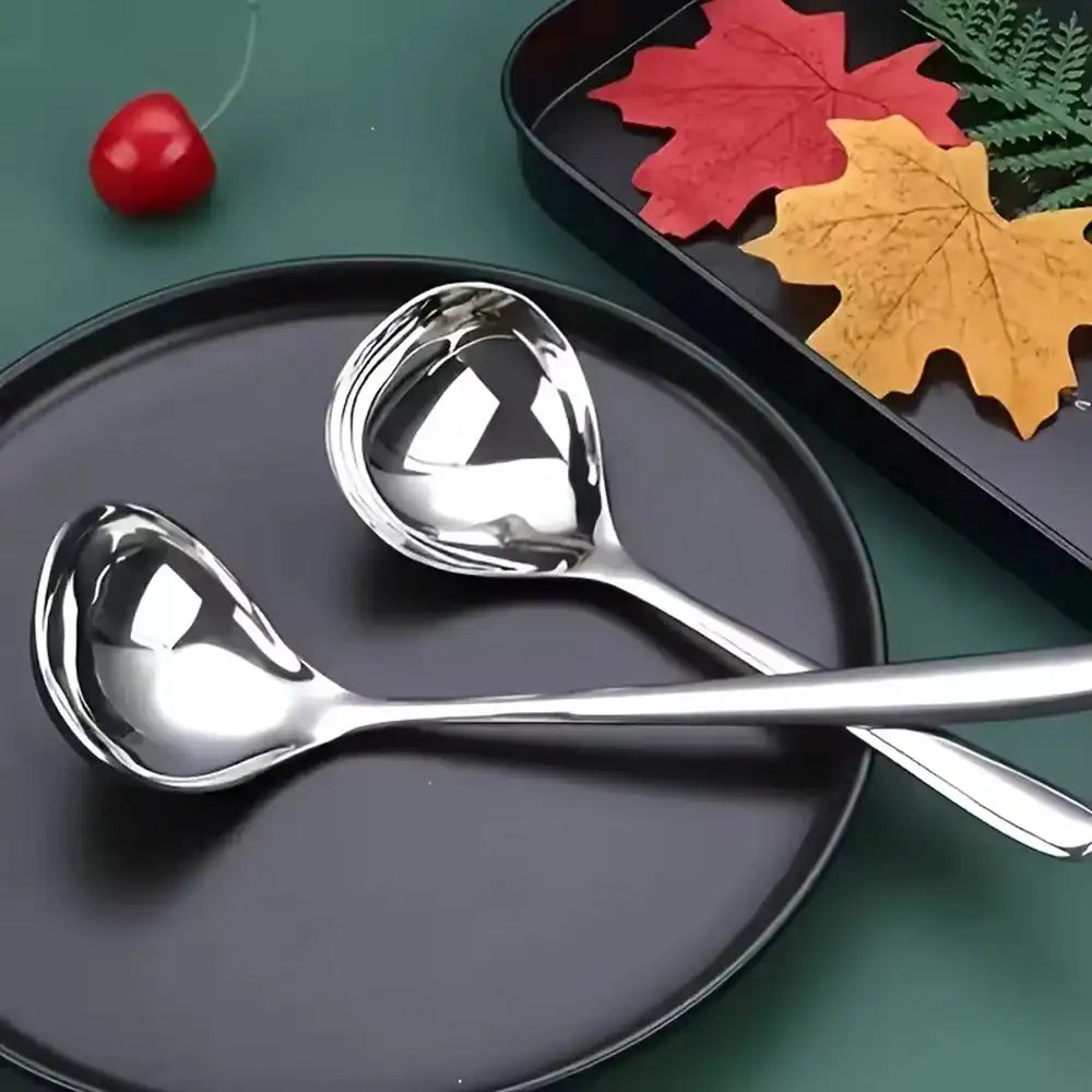 4-Piece Extra Large Head Stainless Steel Spoons with Long Handle – Polished Surface Tableware Set