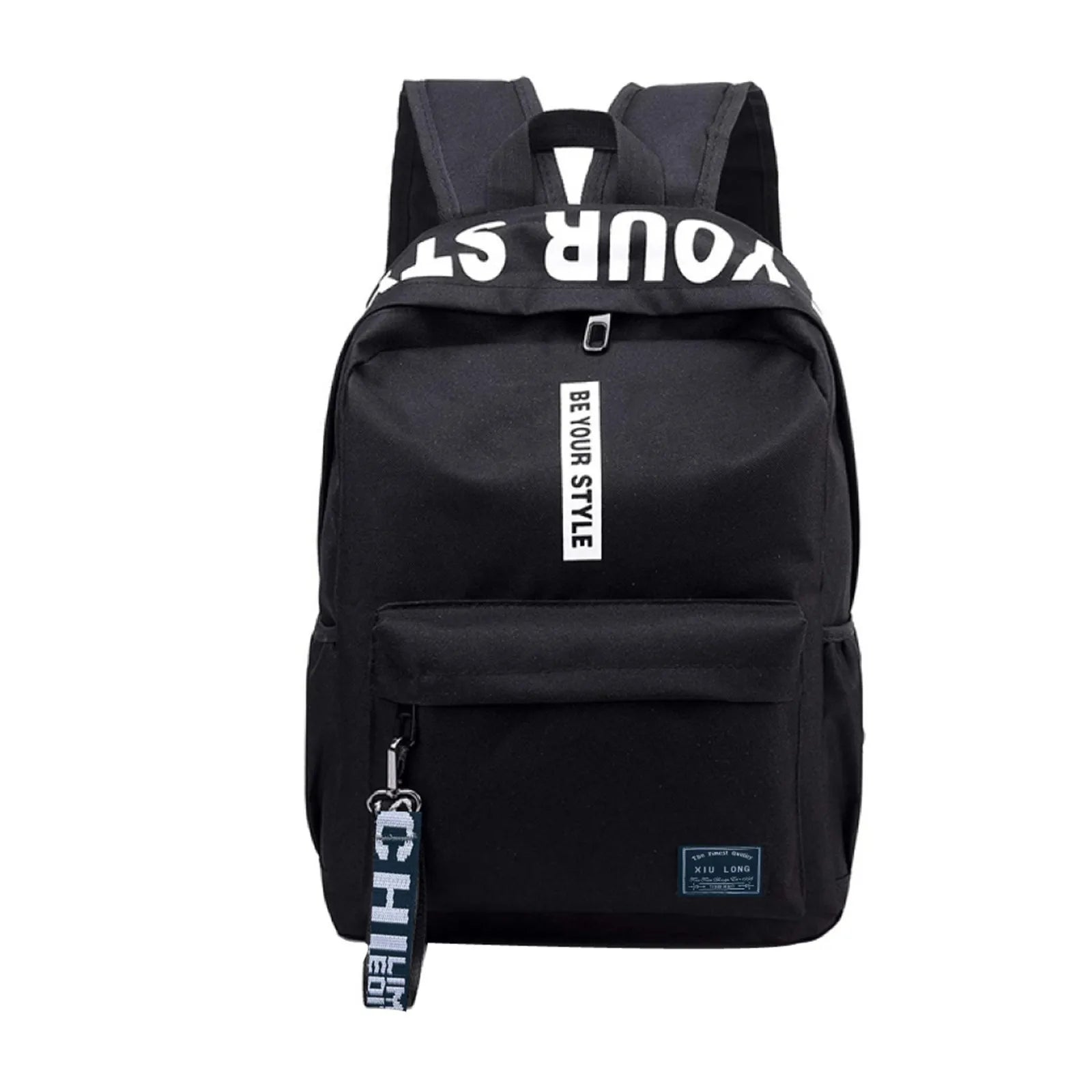 Men’s Black Nylon School Backpack – Anti-Theft Waterproof Large Capacity Rucksack