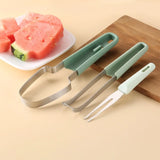 “3-in-1 Stainless Steel Watermelon Fork, Slicer & Cutter – Easy Melon Cube Tool for Camping & Kitchen”