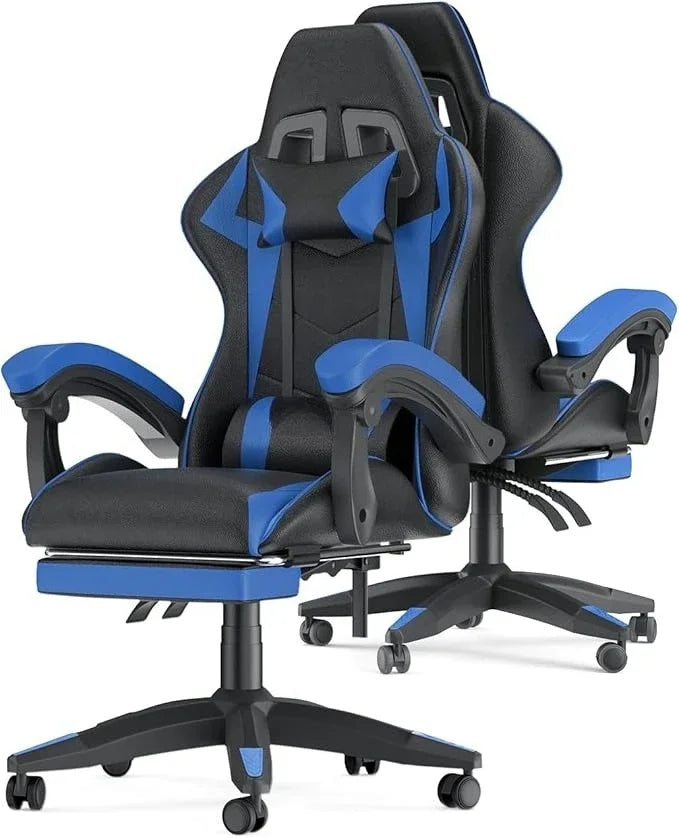 Ergonomic Gaming Chair with Footrest – Adjustable Height, Reclining Computer Chair with Lumbar & Headrest Support for Office or Gaming