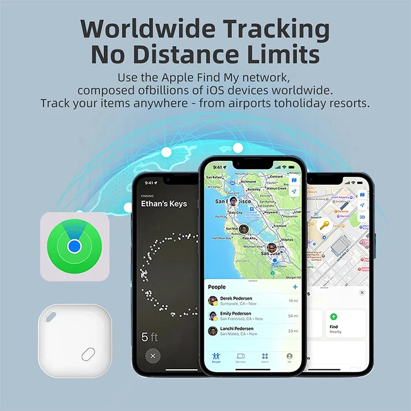 4-Pack GPS Bluetooth Tracker Tags – Smart Locator Devices Compatible with Apple Find My App for Keys, Wallet, Pets & Cars