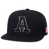 Unisex “A” Embroidered Baseball Cap – USA Flag Patch Hip-Hop Adjustable Hat for Outdoor & Casual Wear