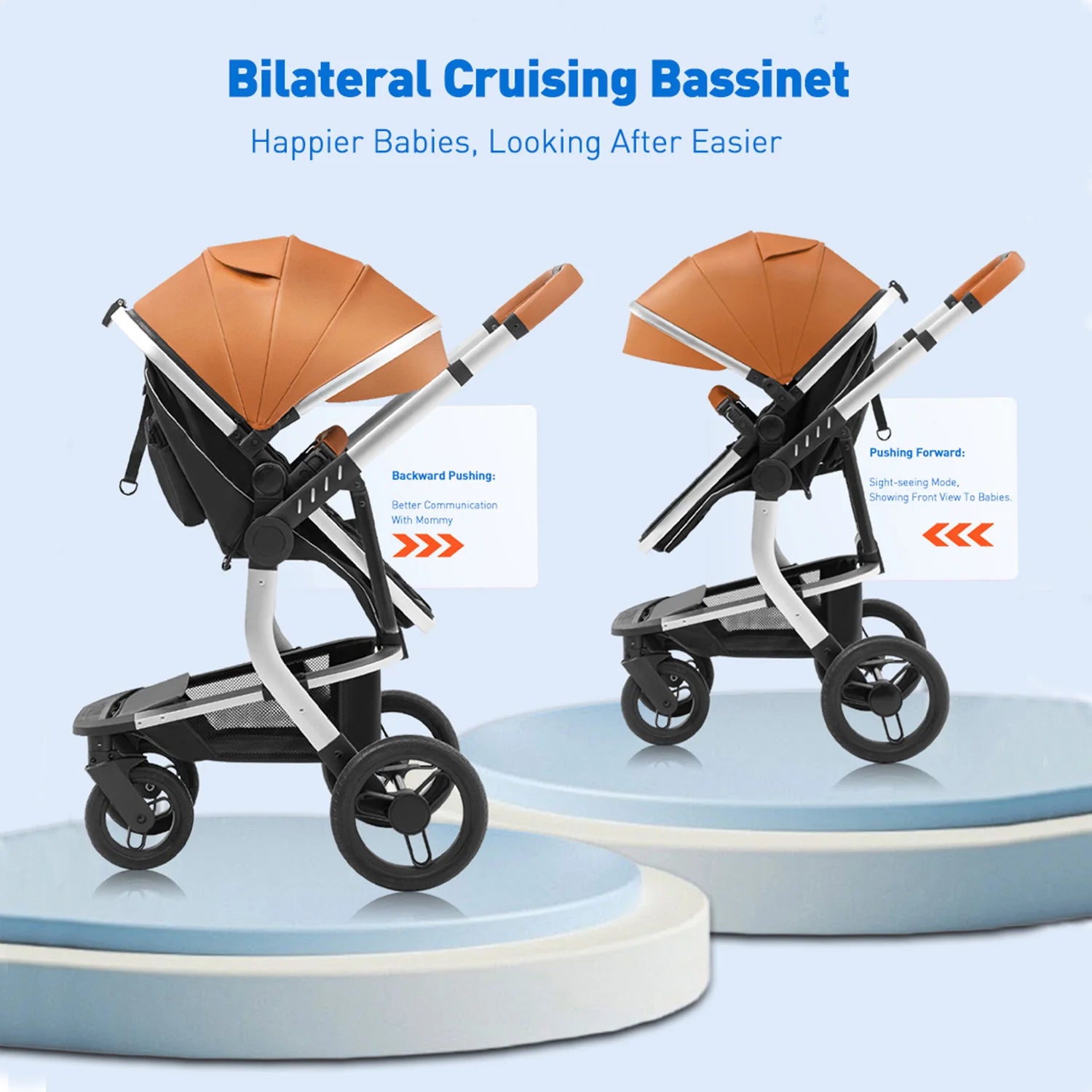 Reversible Foldable Baby Stroller with Bassinet Mode – High Landscape Portable Pram for Newborn & Toddler