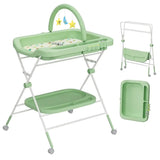 Adjustable Height Folding Baby Diaper Changing Table – Portable Station with Wheels & Organizer