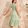 Women’s Summer Pleated Maternity Dress – O-Neck Chiffon Pregnancy Outfit with Flying Sleeves, Plus Size Available