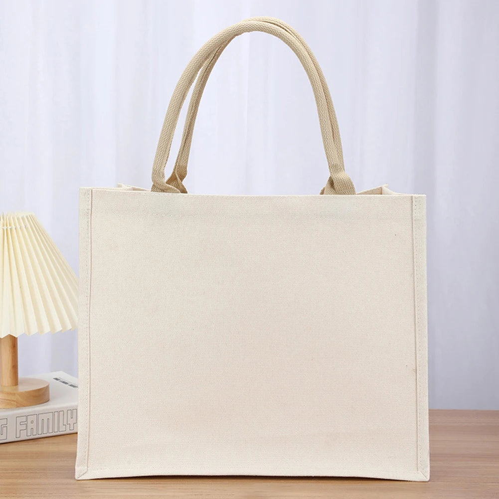 Women’s DIY canvas tote bag – large-capacity shopper handbag with sturdy handle, reusable grocery bag for daily use, weddings & gifts