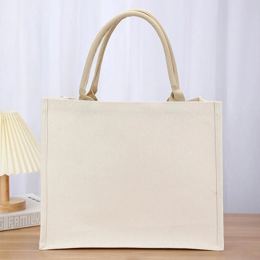 Women’s DIY canvas tote bag – large-capacity shopper handbag with sturdy handle, reusable grocery bag for daily use, weddings & gifts