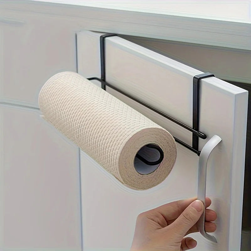 Perforation-Free Wall-Mounted Paper Towel Rack – Adhesive Plastic Roll Holder for Kitchen & Bathroom
