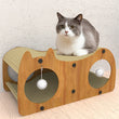 “Sisal Cat Scratcher Tunnel & Bed with Hanging Toys – Durable Cardboard House for Small to Medium Indoor Cats”