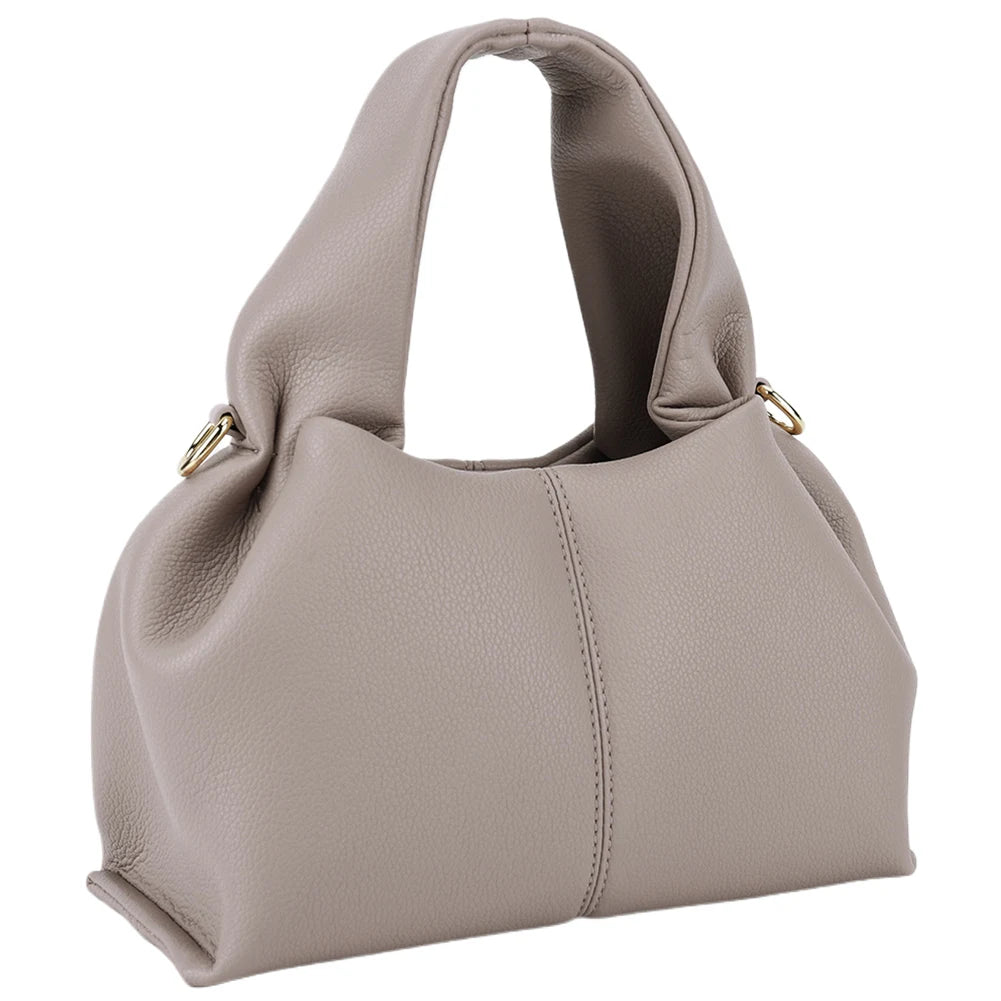 Women’s Dumpling Clutch Purse – Solid Color Retro Handbag with Removable Strap & Top Handle Crossbody Bag