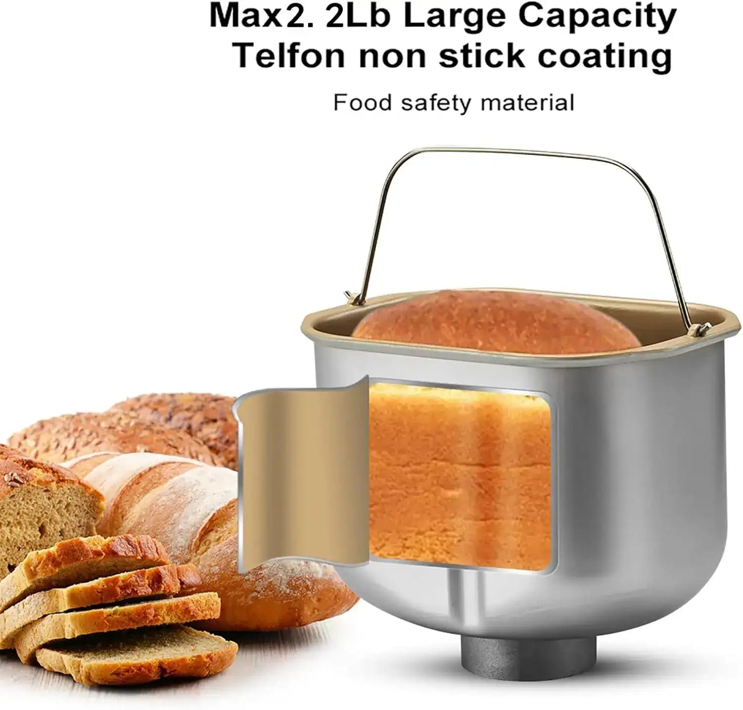 2.2 LB Large Automatic Bread Machine – Professional Bread Maker with Non-stick Ceramic Pan & LCD Touch Panel