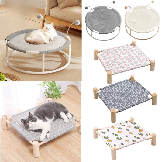 Raised Cat Hammock Bed – Removable & Washable Soft Mattress, Stable Indoor/Outdoor Pet Trampoline for Cats & Dogs