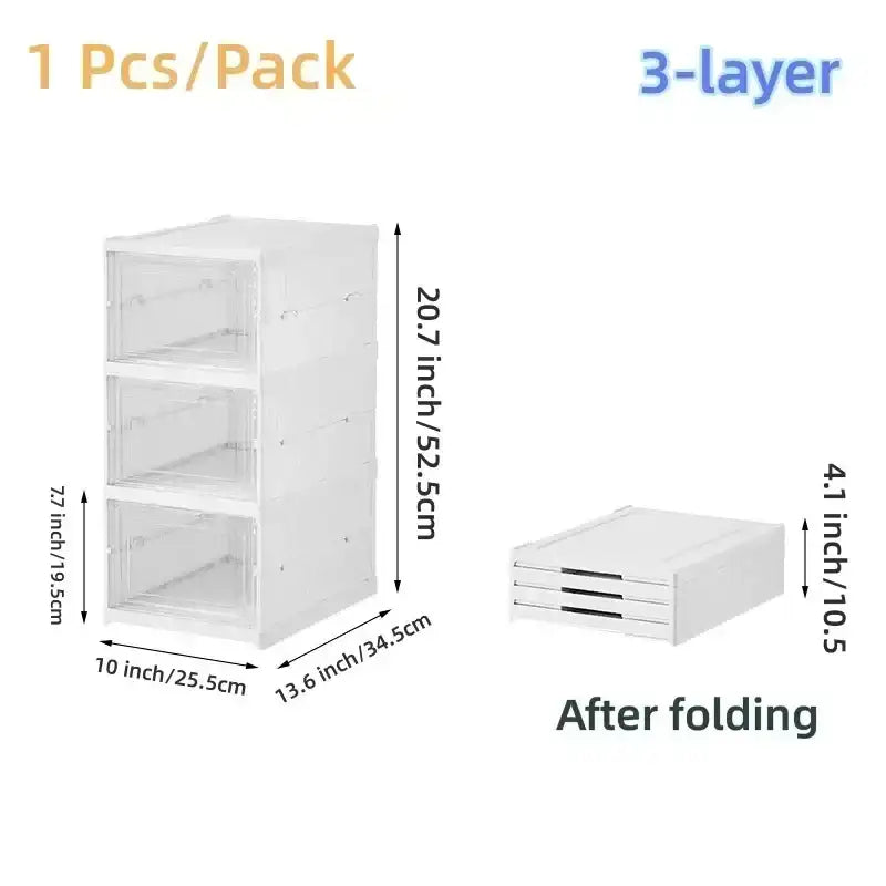6-Layer Foldable Transparent Shoe Storage Organizer – Stackable Dustproof Sneaker Box Cabinet for High-Tops & Everyday Shoes