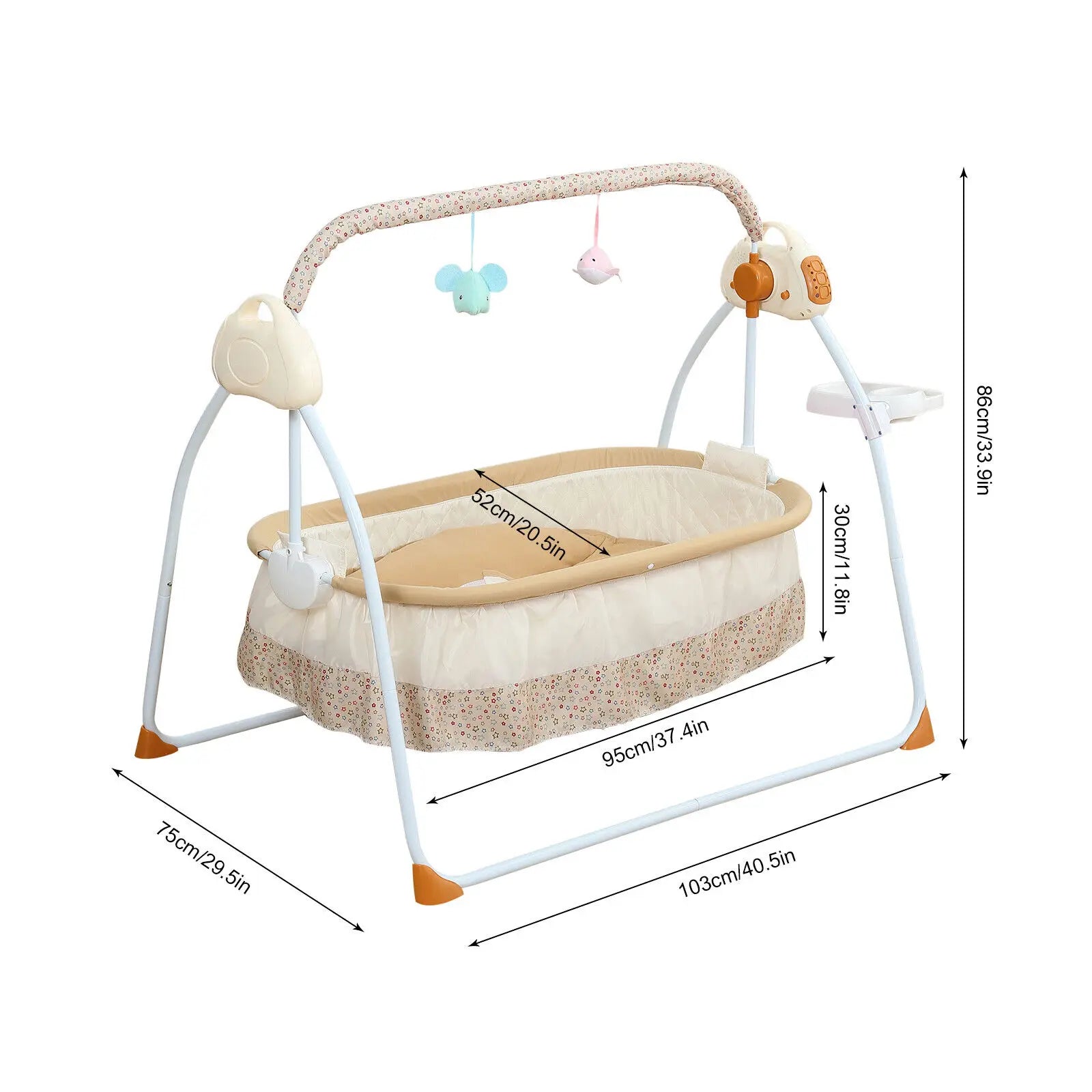 Portable Electric Bluetooth Baby Swing Cradle Bassinet Rocking Crib — Smart Bluetooth Rocker & Infant Bed