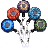 👁️ 5-Pack Animal Eyes Badge Reels – Retractable ID Card Holders with Assorted Iris Patterns & Durable Clips