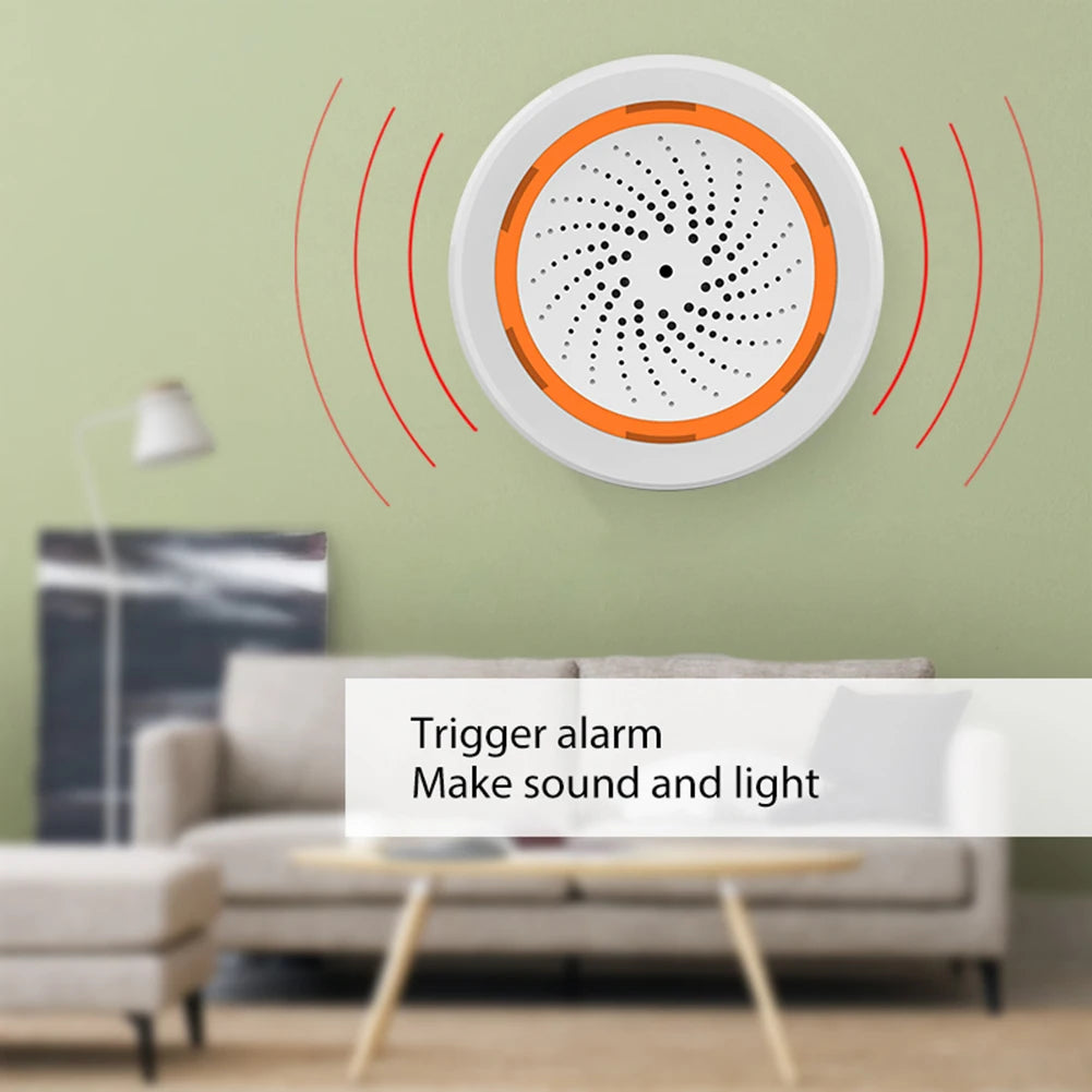 Smart Tuya Zigbee Alarm Siren – 90dB Sound & Light Home Security System with App & Remote Control