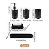 5-Piece Marble Bathroom Accessory Set (Black & White) – Lotion Dispenser, Toothbrush & Mouthwash Cups, Soap Dish & Box