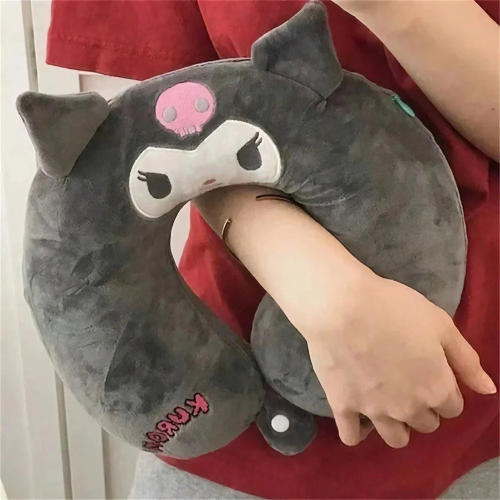 “ Miniso Sanrio U-shaped neck pillow – Kuromi & Cinnamoroll travel cushion for teens & adults, nap & sleep support ”