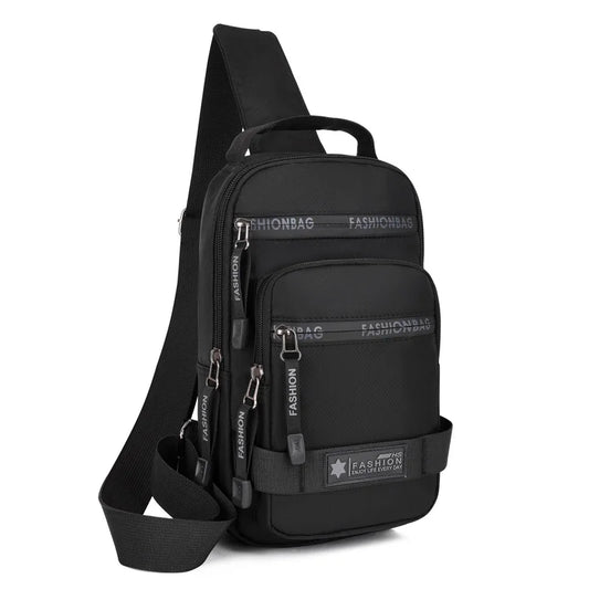 Men’s Large-Capacity Nylon Chest Bag – Lightweight Korean-Style Travel Crossbody Shoulder Backpack for Daily Use