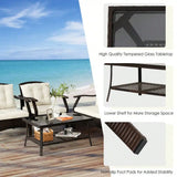 “4-Piece Rattan Patio Conversation Set – Wicker Sofa, Chairs, Coffee Table with Waterproof Cover for Outdoor Living”