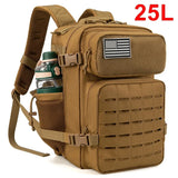25L Tactical Gym & Survival Backpack – MOLLE Laser-Cut Daypack with Dual Cup Holders for Hiking, Hunting & Bug-Out Use