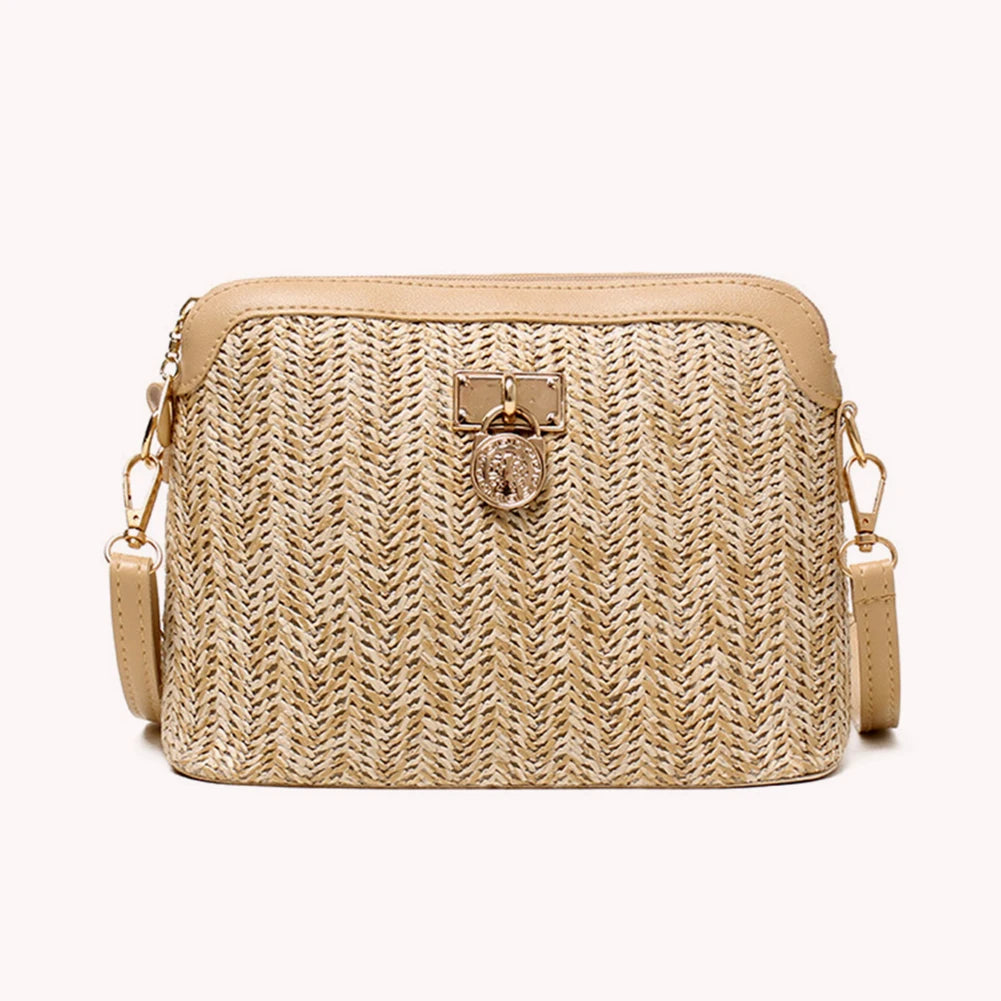 Straw Woven Messenger Bag – Handmade Rattan Crossbody Shell Purse for Summer Beach & Travel 👜🌴