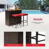 “3-Piece Outdoor Bar Set – Wicker Counter-Height Table with 2 Stools & Solid Frame for Patio, Terrace & Balcony”